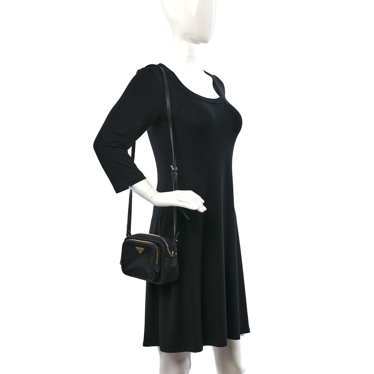 Prada Nylon Saffiano Double Zip Camera Bag Black 2 of 8