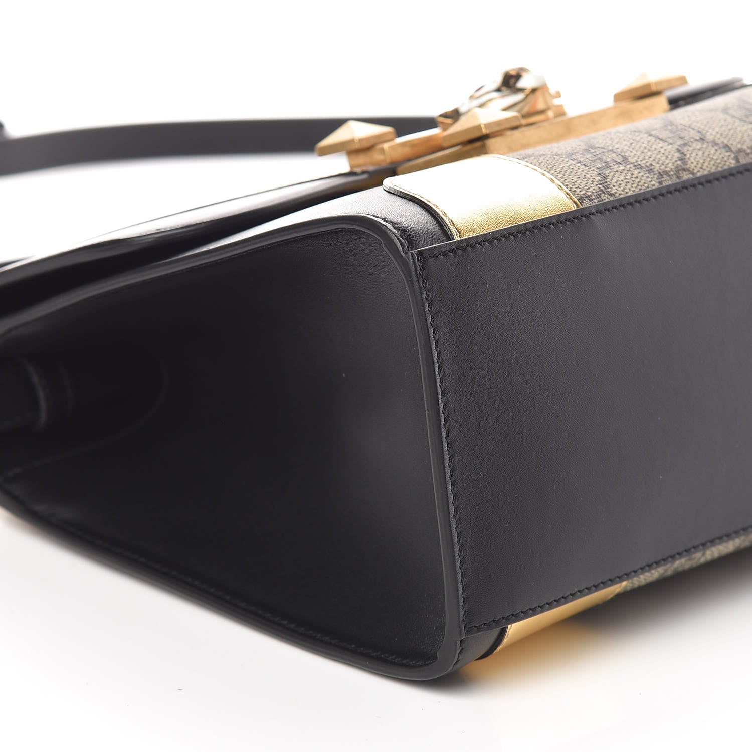 Gucci GG Supreme Monogram Small Osiride Top Handle Bag Black Gold 10 of 11