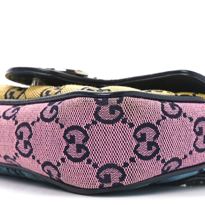 Gucci Monogram Multicolor Matelasse Diagonal Super Mini GG Marmont Shoulder Bag Green Blue Yellow Light Blue Pink 10 of 12