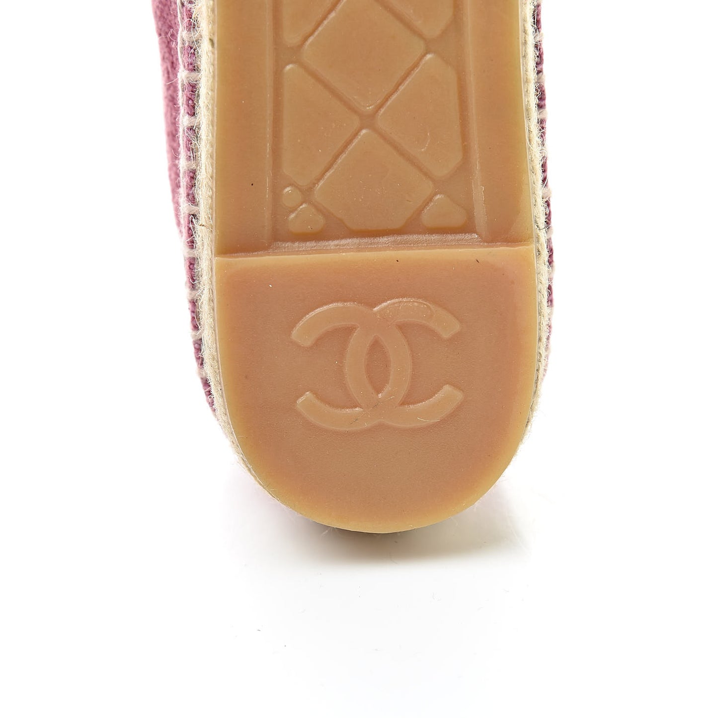 CHANEL Linen CC Espadrilles 37 Pink Black