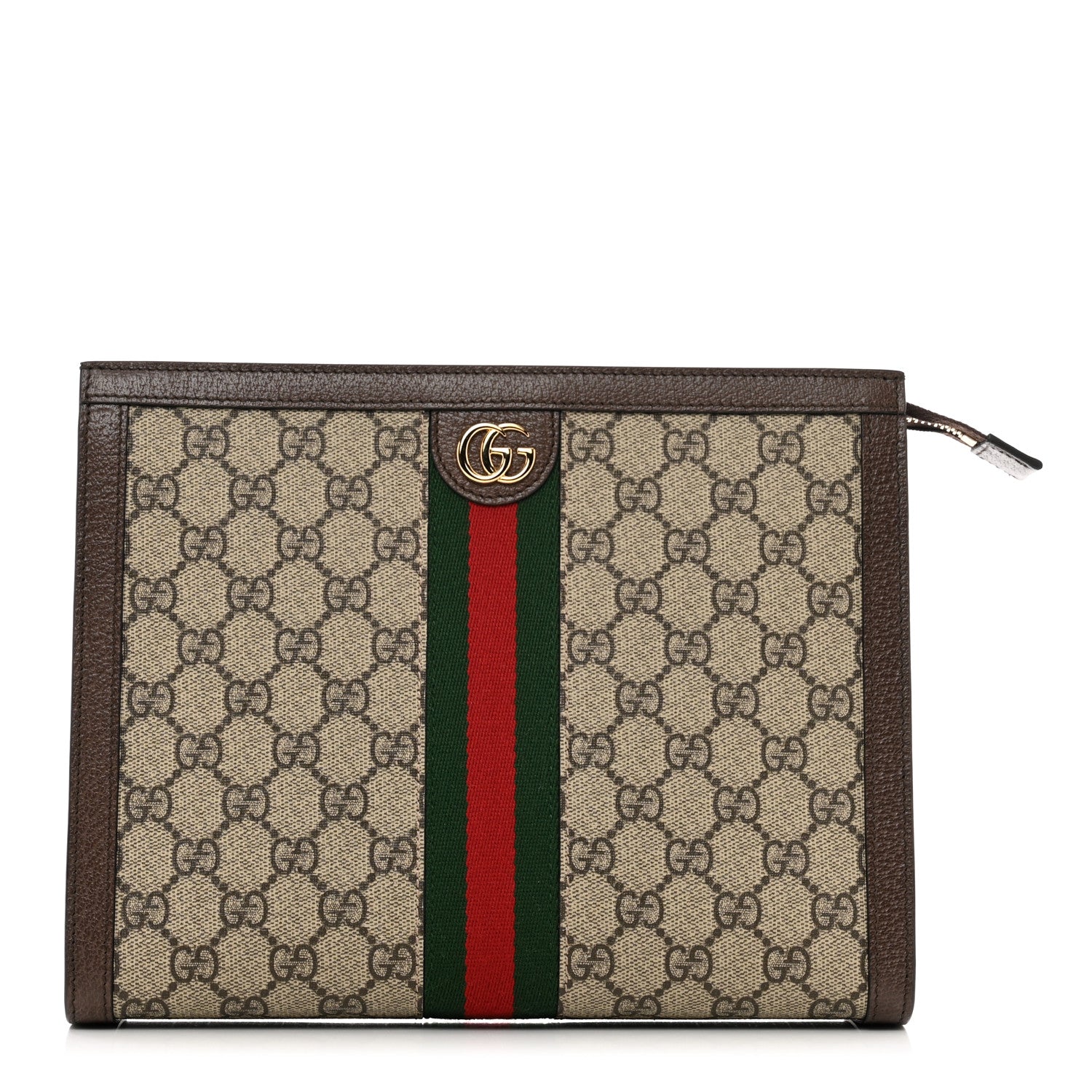 Gucci GG Supreme Monogram Web Ophidia Pouch Brown 1 of 7