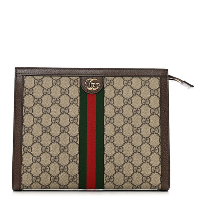 Gucci GG Supreme Monogram Web Ophidia Pouch Brown 1 of 7