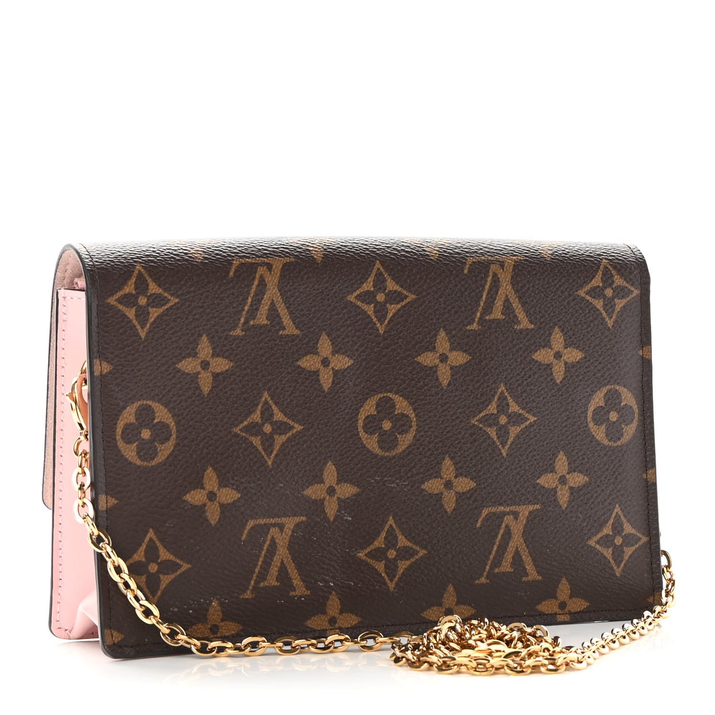 Monogram Flore Chain Wallet Rose Ballerine