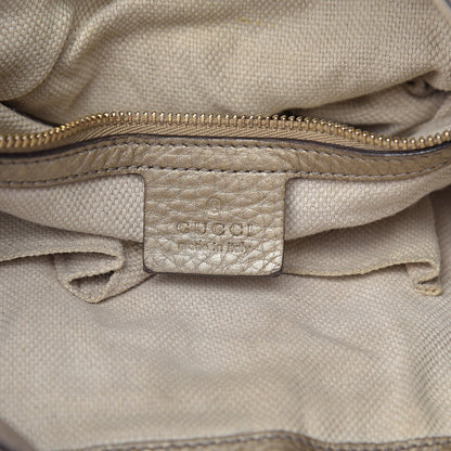 Gucci Metallic Pebbled Calfskin Medium Soho Chain Shoulder Bag Golden Beige 6 of 13