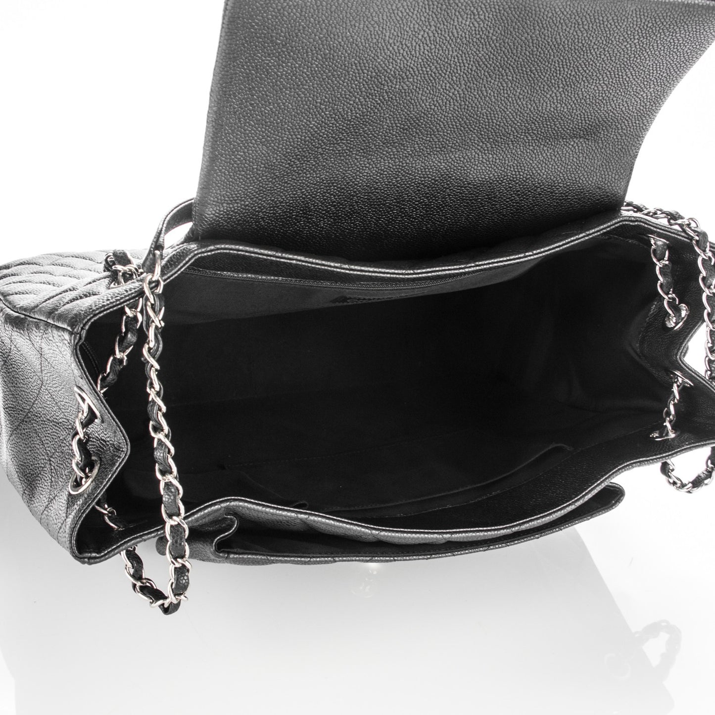 Caviar Quilted Flap Tote Black