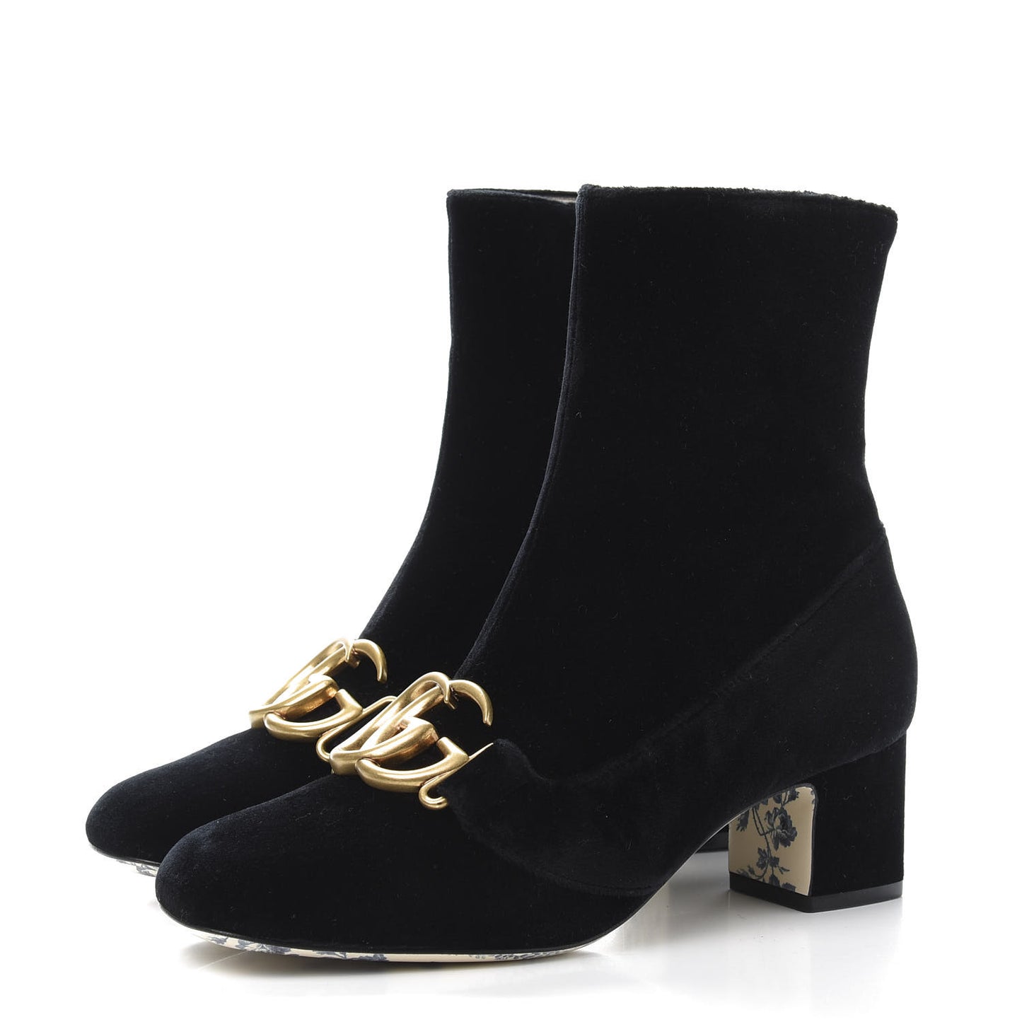 Softy Velvet Malaga Kid GG Victoire 55mm Ankle Boots 36 Black
