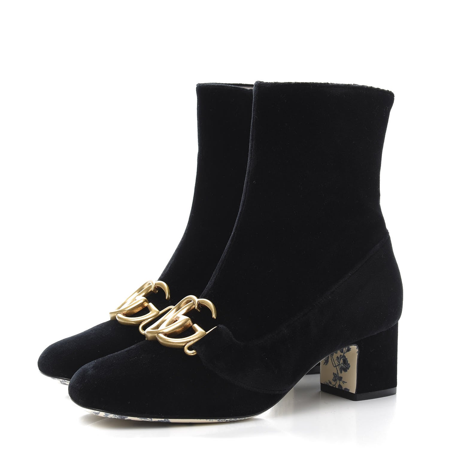 Gucci Softy Velvet Malaga Kid GG Victoire 55mm Ankle Boots 36 Black 2 of 9