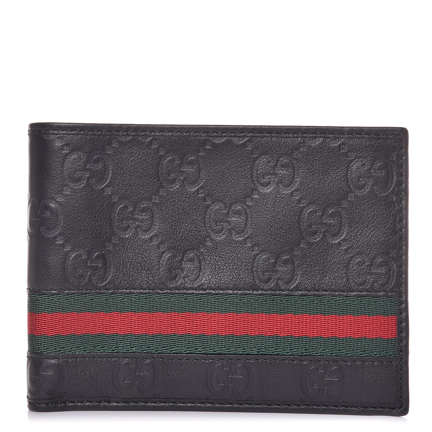 Gucci Guccissima Web Bi-Fold Wallet Black 1 of 8