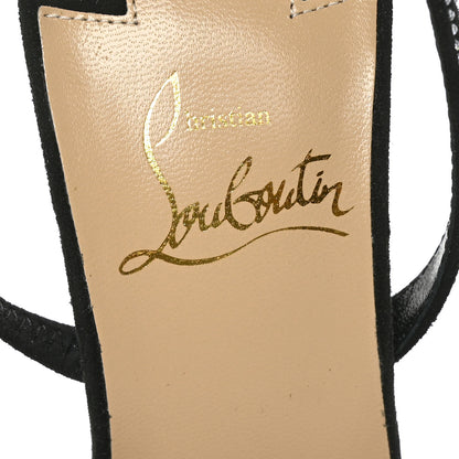 Christian Louboutin Suede Mesh Embellished Araborda 100 Slingback Sandals 36.5 Black 6 of 7