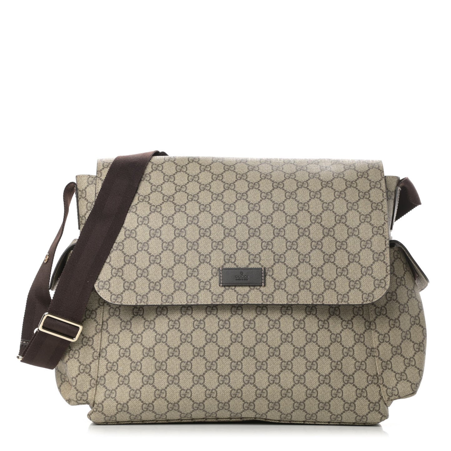 GG Plus Monogram Messenger Diaper Bag Dark Brown