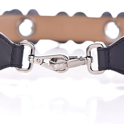 Fendi Vitello Century Denim F is Fendi Bi-Color Floral Studded Strap You Blue Notte Cuoio 4 of 4