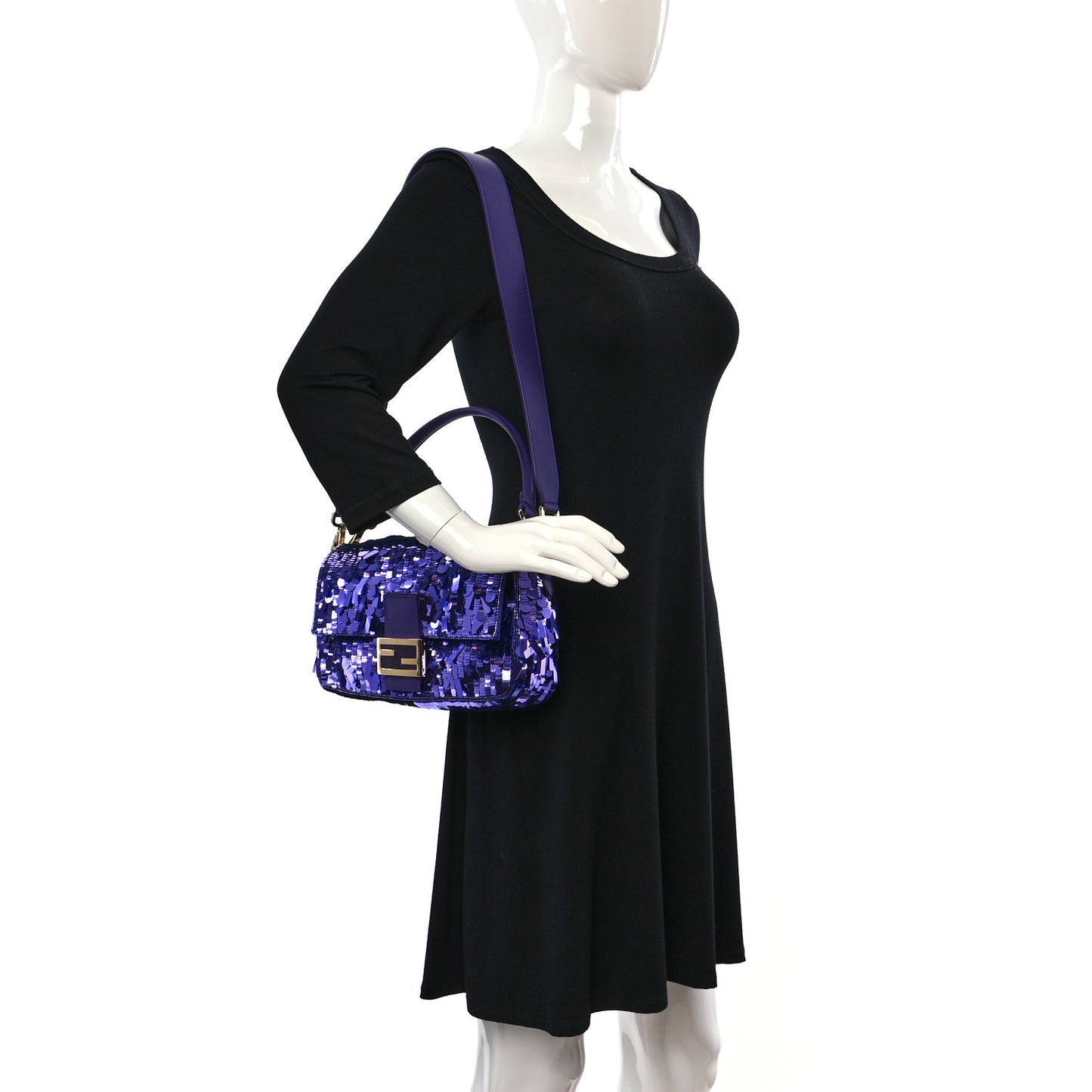 Sequin Paillettes Vitello Grace Sex and the City Baguette Viola Purple Rain