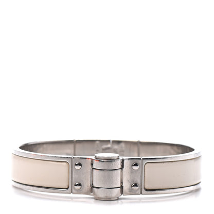 Hermes Enamel Charniere Uni Narrow Hinged Bracelet S White 1 of 3