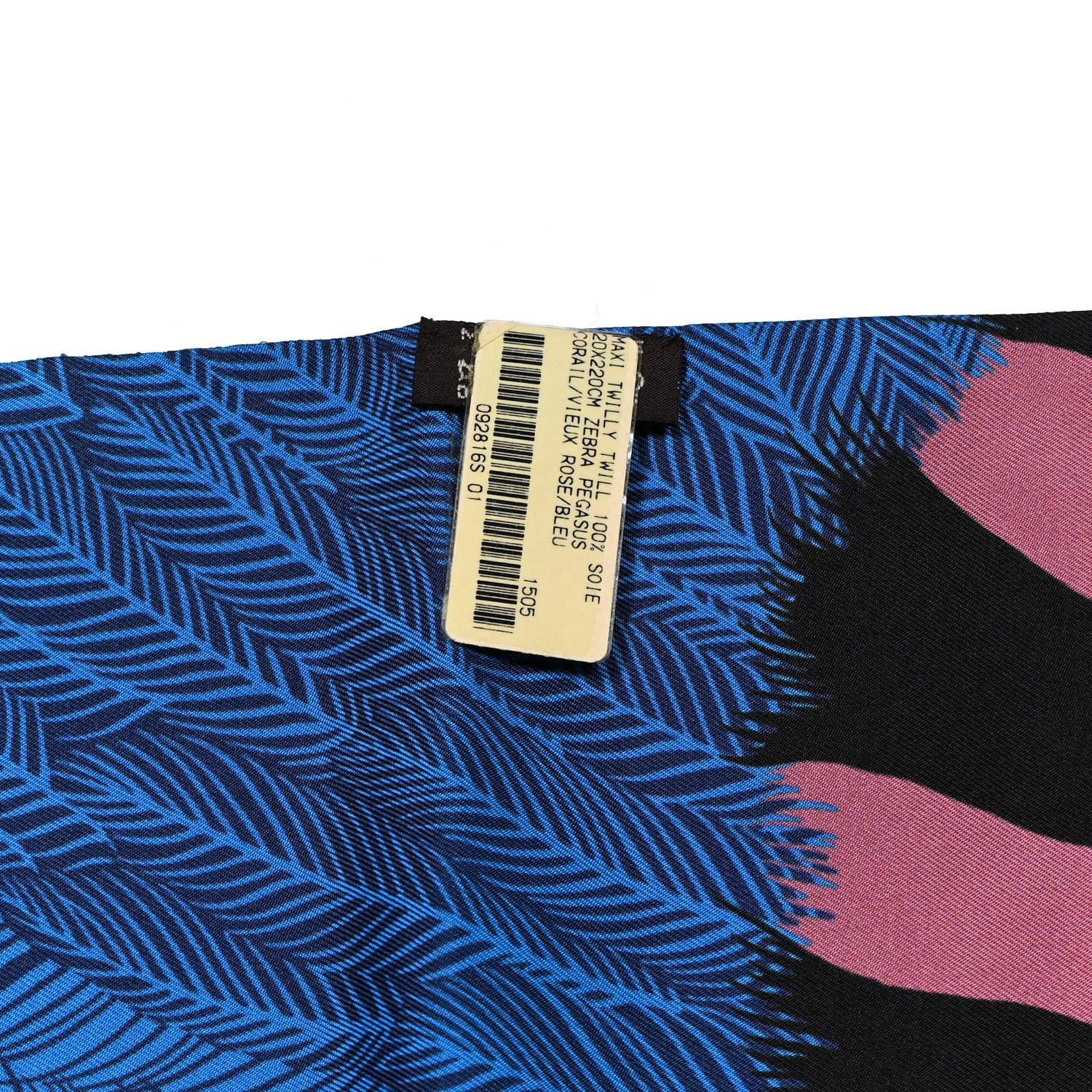 Hermes Silk Zebra Pegasus Maxi Twilly Corail Vieux Rose Bleu 3 of 4
