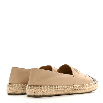 Chanel Lambskin CC Espadrilles 38 Beige Black 4 of 11