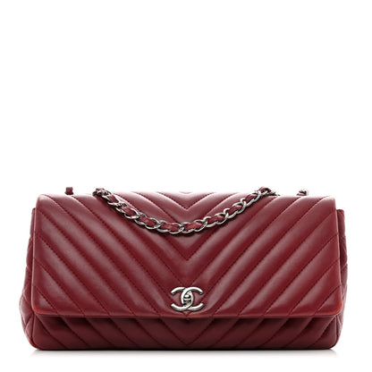 Chanel Lambskin Chevron Quilted Large Surpique Flap Dark Red 1 of 12