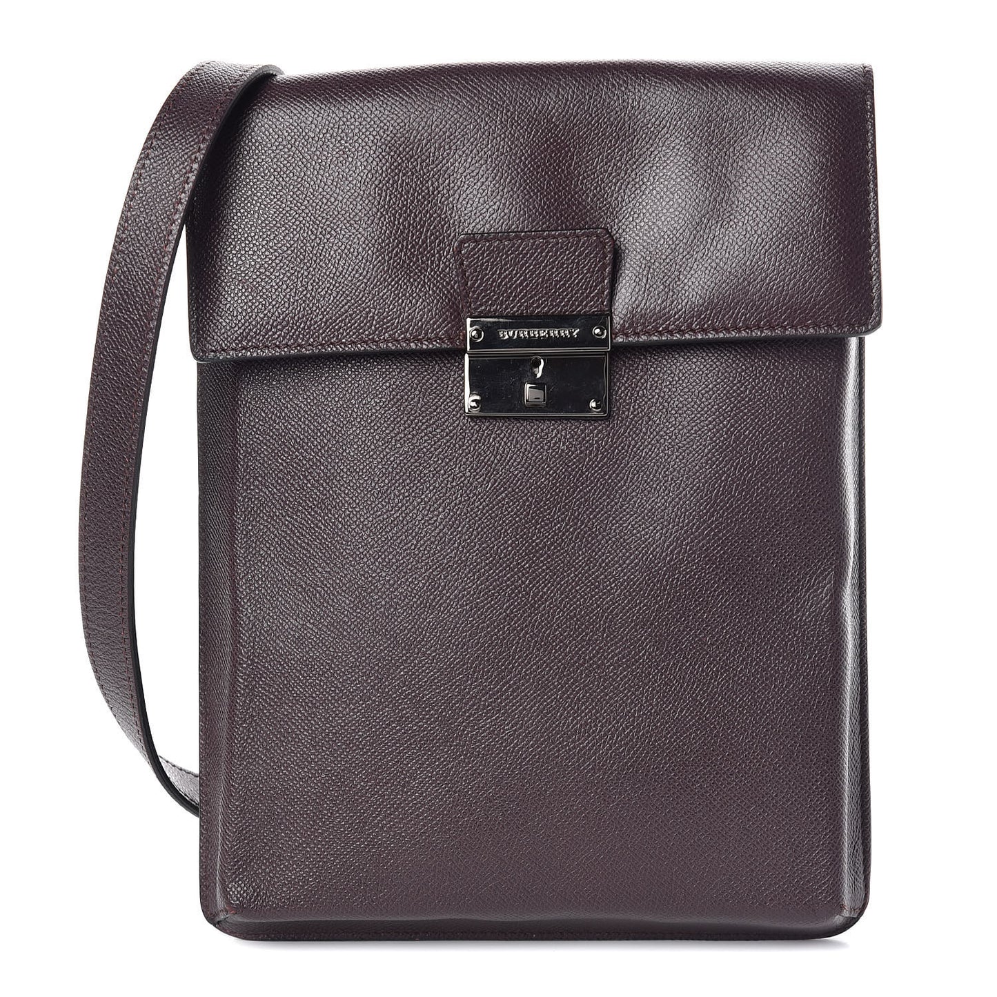 London Grainy Calfskin Collins Flat Crossbody Bag Deep Claret
