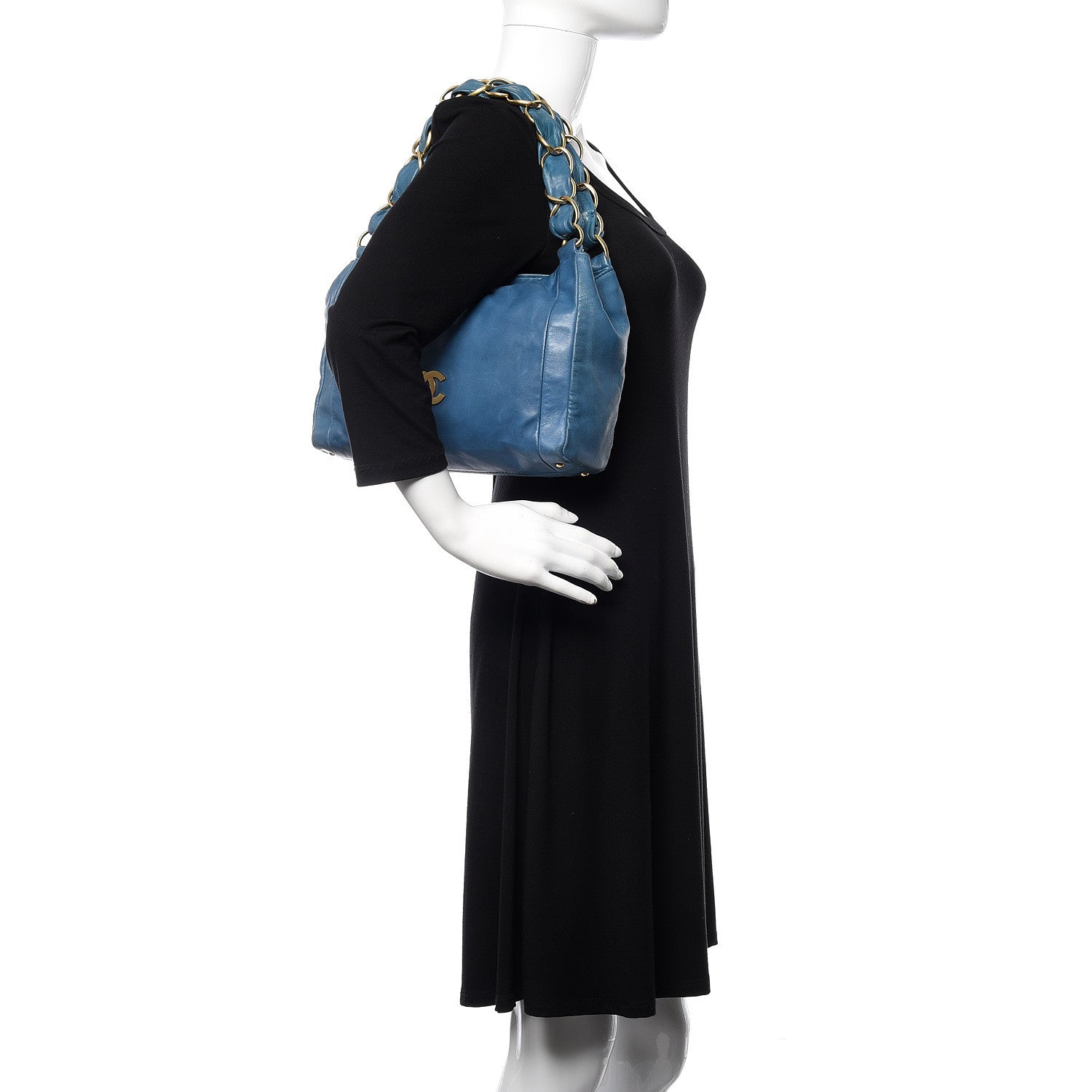 Chanel Lambskin Small Olsen Shoulder Bag Blue 2 of 12