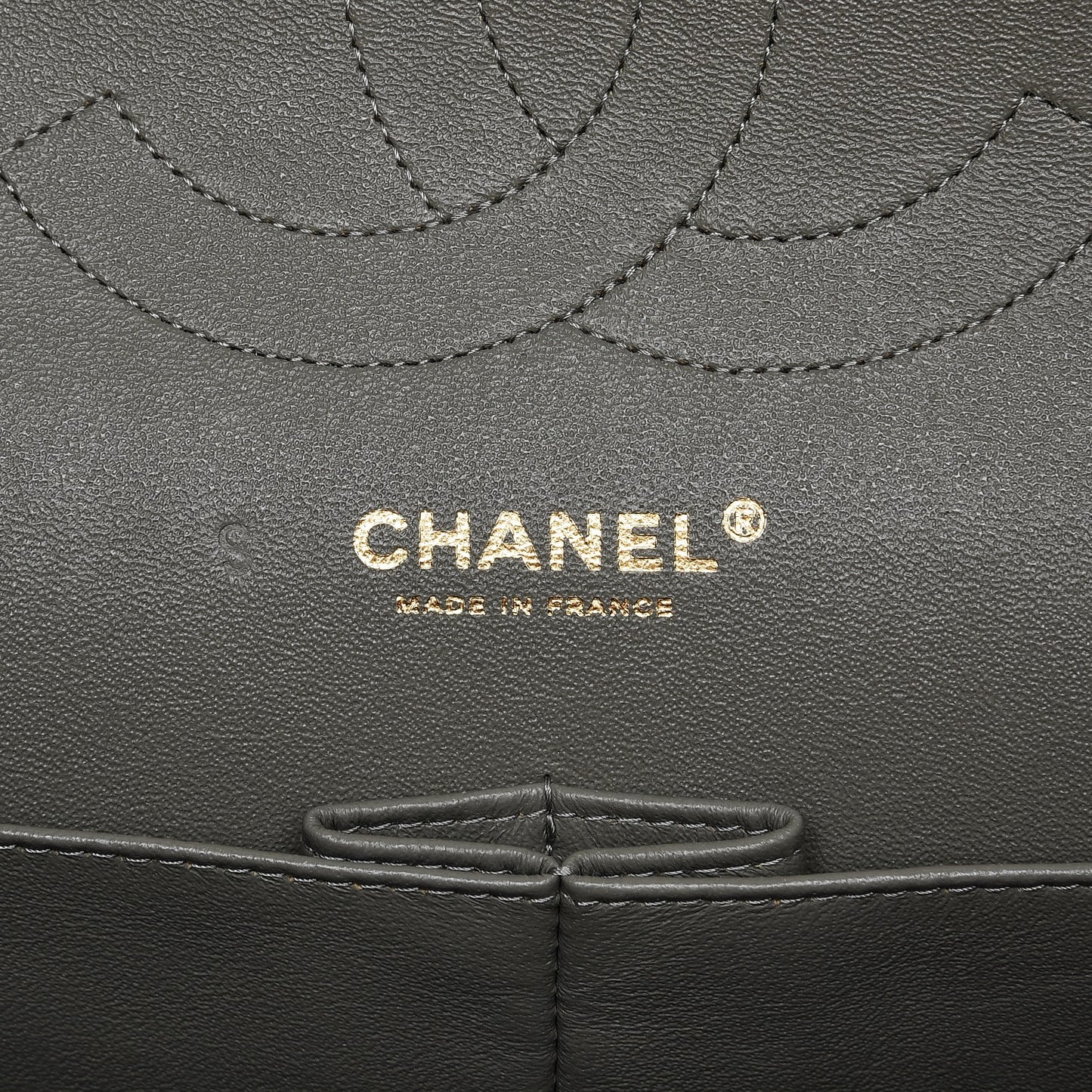 Lambskin Chevron Quilted Jumbo Double Flap Grey