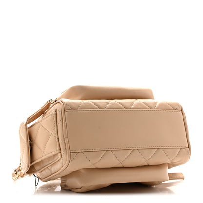 Chanel Shiny Crumpled Lambskin Quilted Small Preppy Pocket Camera Case Beige 4 of 13