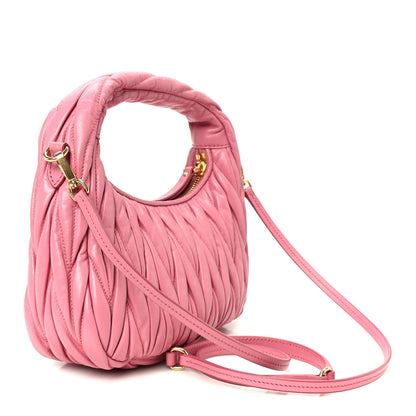 Miu Miu Nappa Matelasse Small Wander Hobo Pink 2 of 10