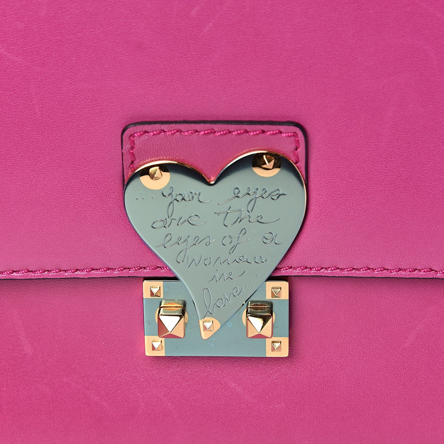 Shiny Nappa L'Amour Rockstud Shoulder Bag Fuxia