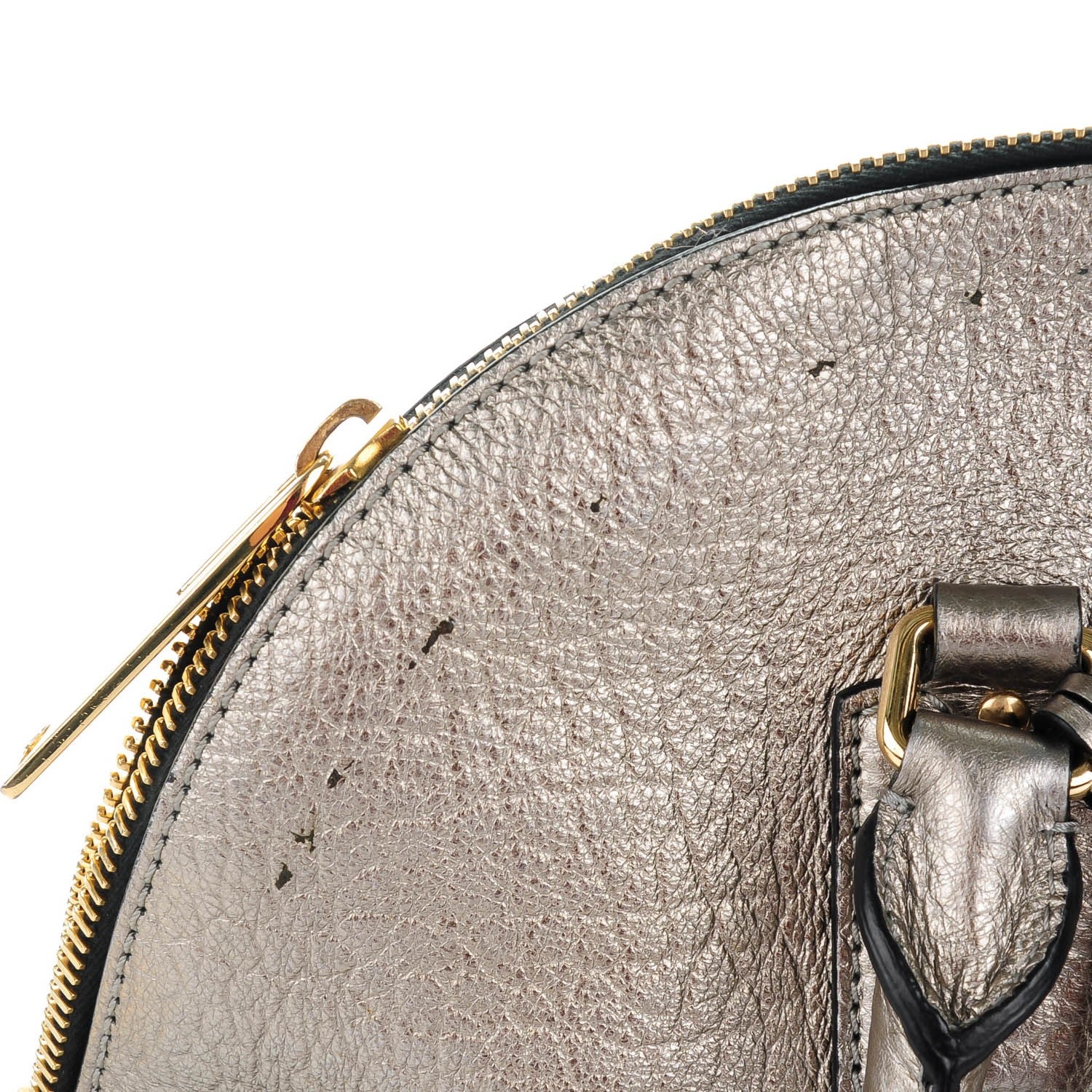 Burberry Metallic Heritage Grain Medium Orchard Bowling Bag Silver 10 of 10