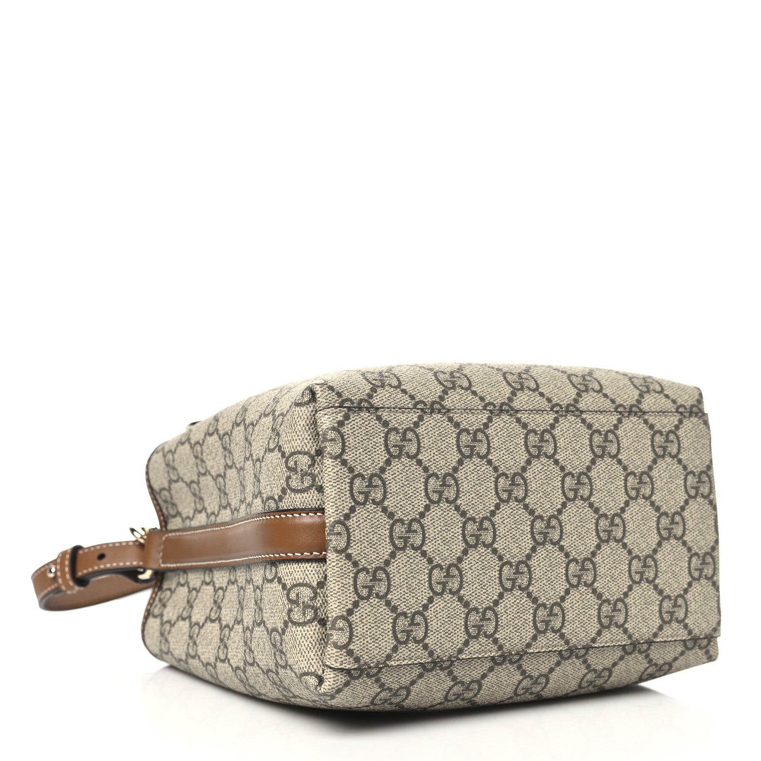Gucci GG Supreme Monogram Emblem Small Shoulder Bag Beige Ebony