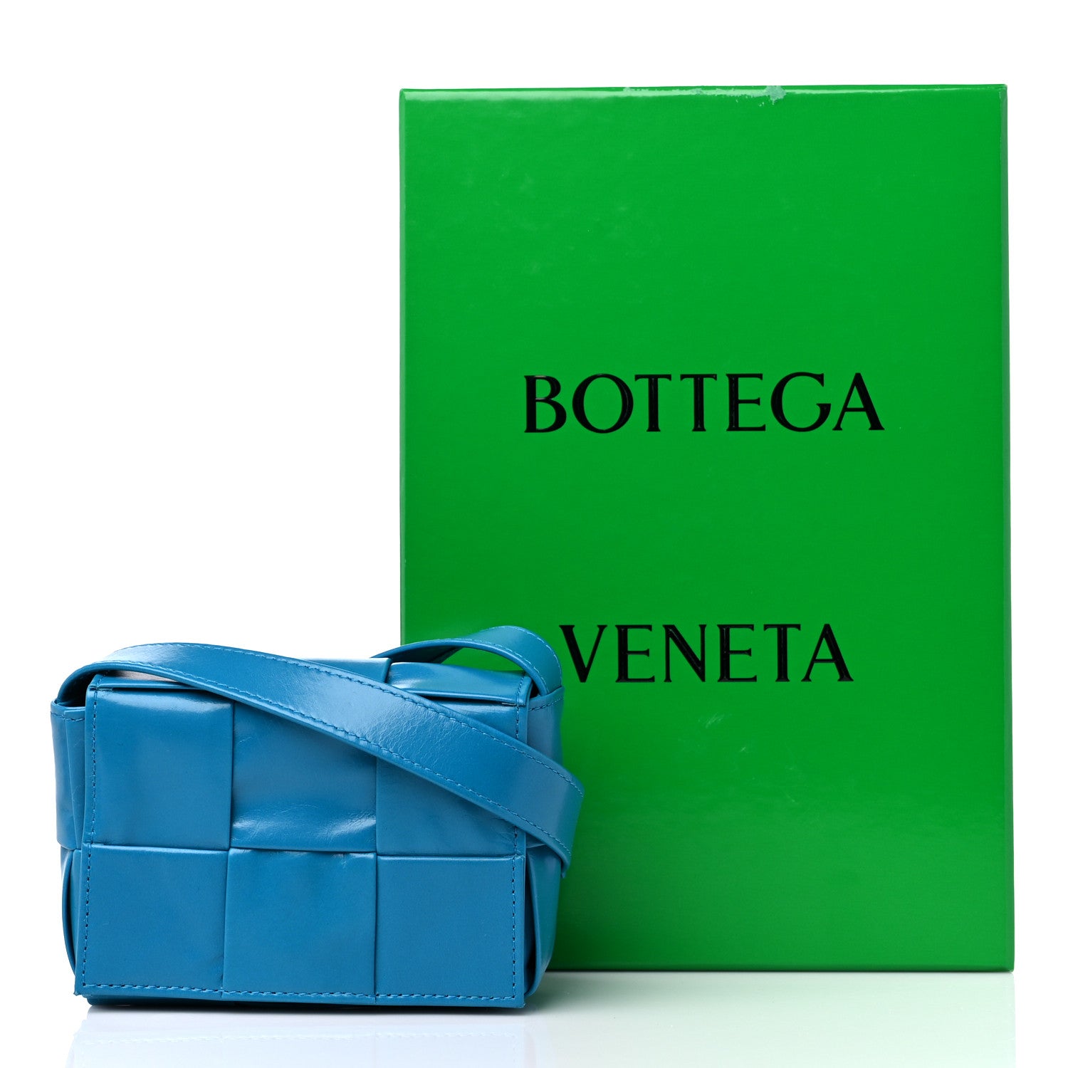 Bottega Veneta Paper Calfskin Maxi Intreccio Extra Mini Cassette Crossbody Bag Blue 11 of 11