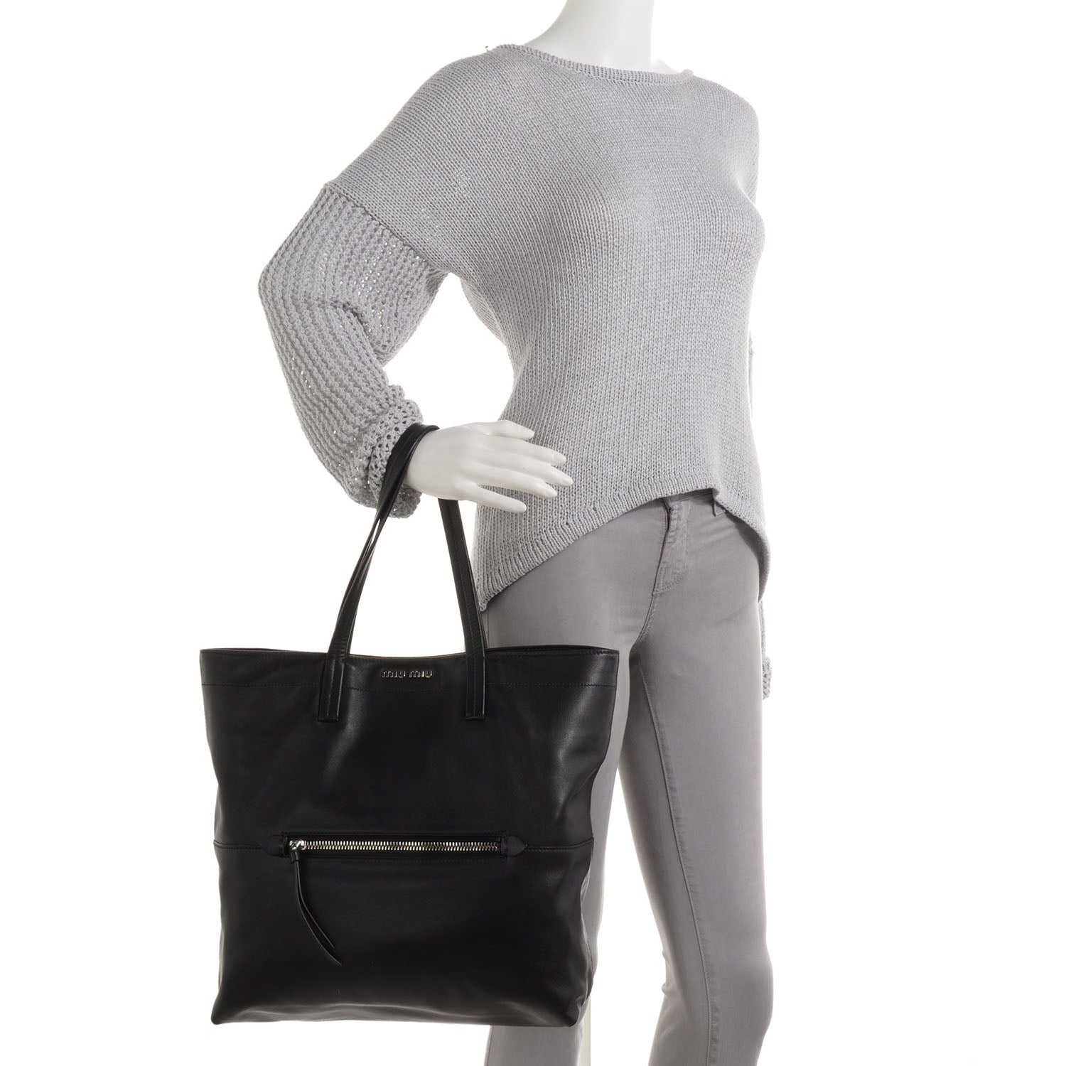 Miu Miu Vitello Soft Calf Shopping Tote Nero Black 2 of 11