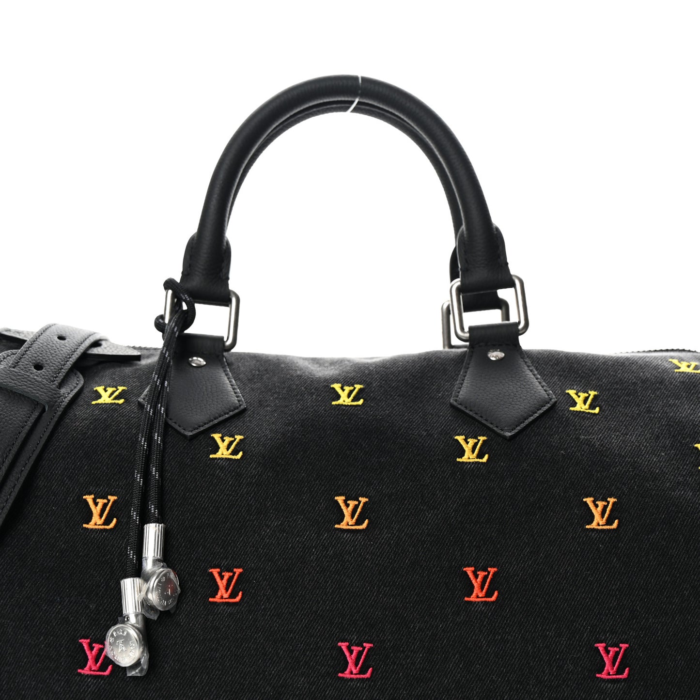 LV Blason Denim Calfskin Speedy Bandouliere 40 Black Gradient Orange