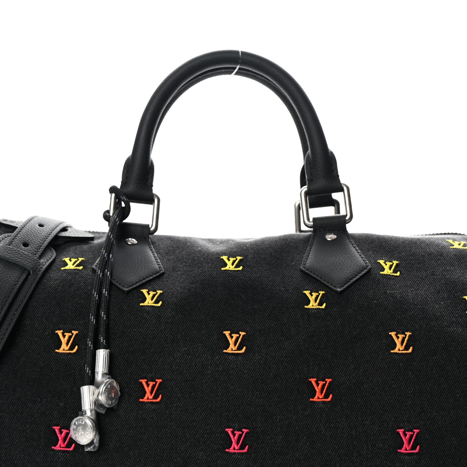 Louis Vuitton LV Blason Denim Calfskin Speedy Bandouliere 40 Black Gradient Orange 6 of 8