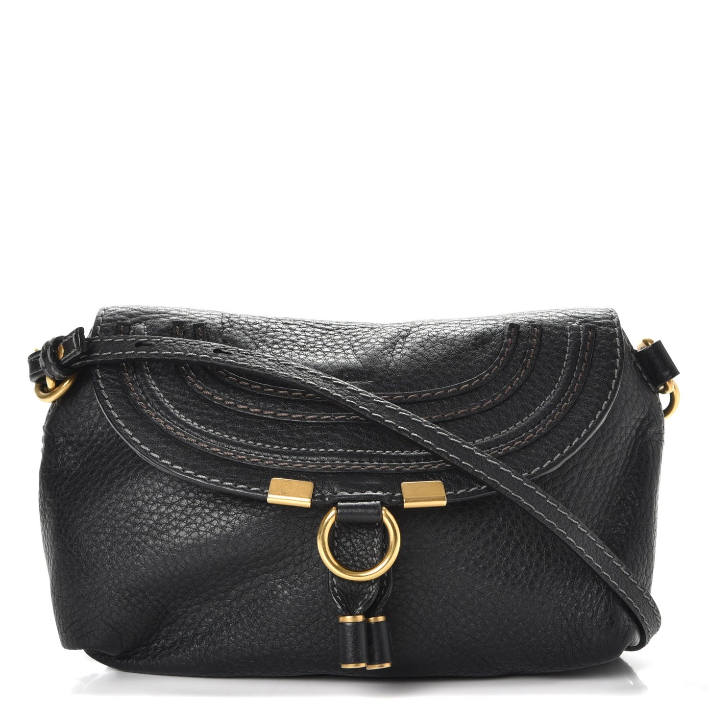 Calfskin Small Marcie Crossbody Bag Black