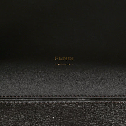 Fendi Vitello Seta Light Century Shearling FF 1974 Medium Peekaboo X-Lite Nocciolo Ebano Tobacco 6 of 9