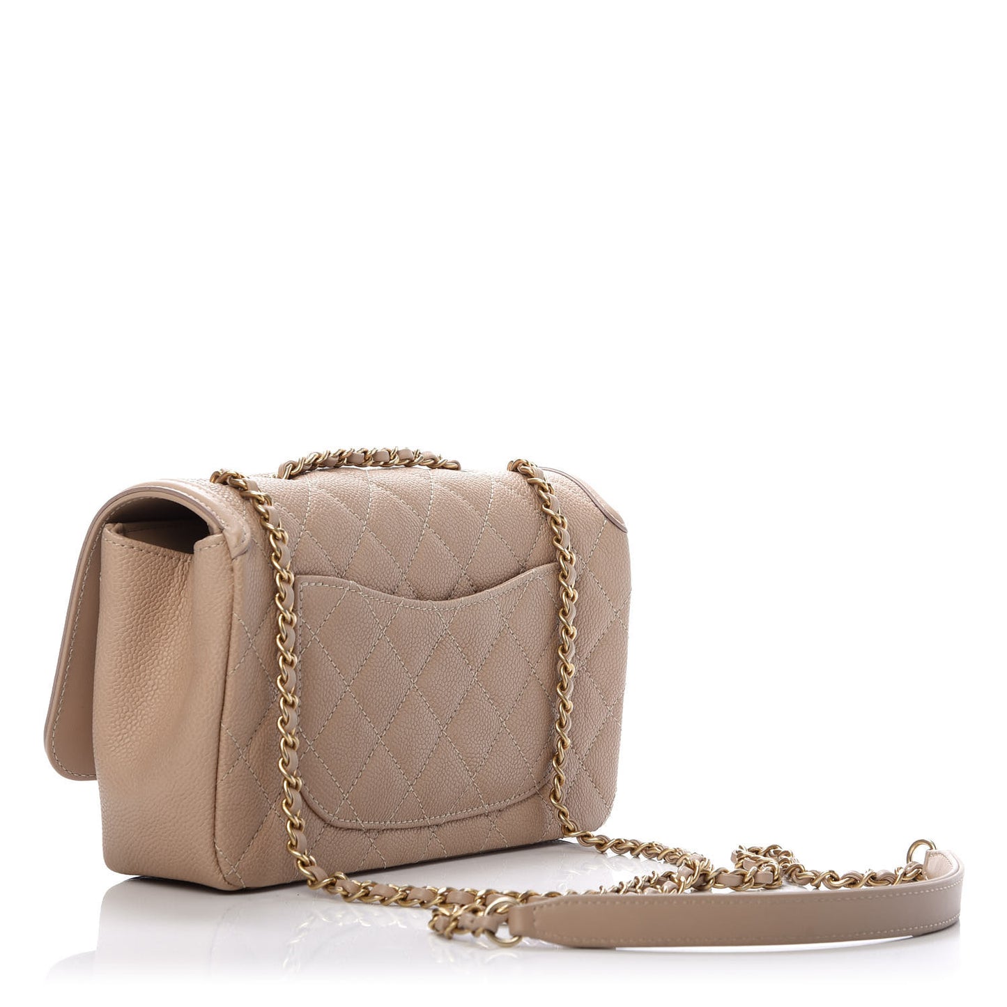 Caviar Quilted Small CC Filigree Flap Beige