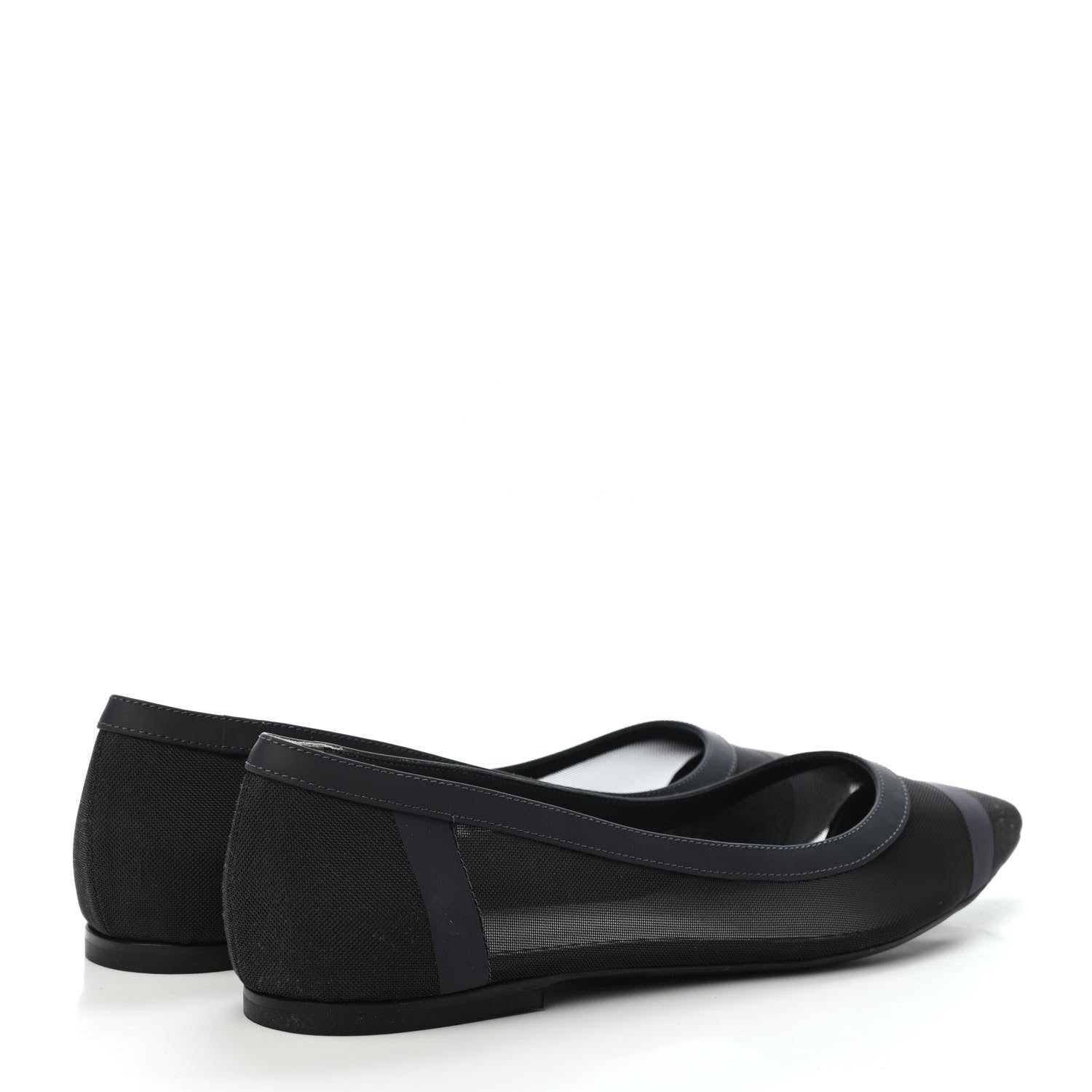 Fendi Mesh Skimmer Ballerina Flats 39 Navy Black 3 of 4