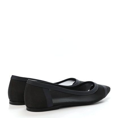Fendi Mesh Skimmer Ballerina Flats 39 Navy Black 3 of 4