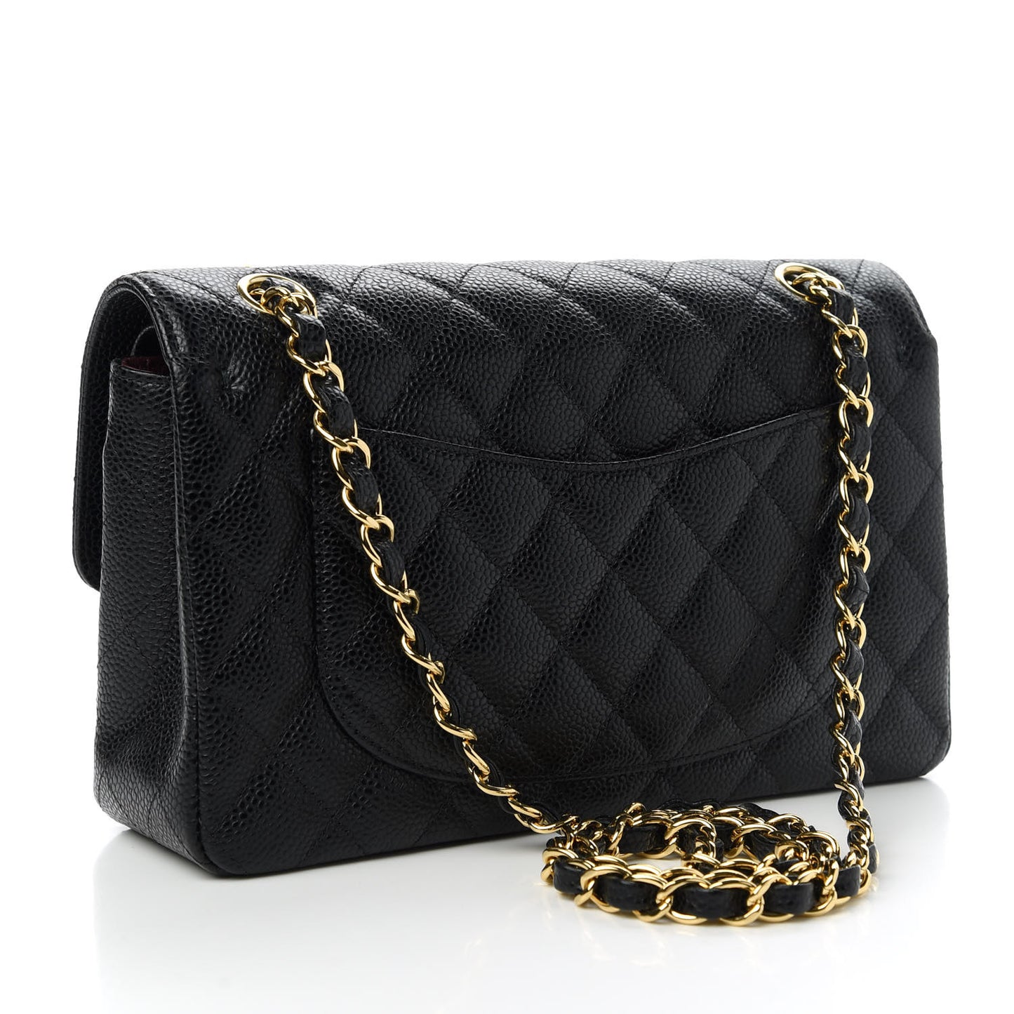 Caviar Quilted Small Double Flap Black