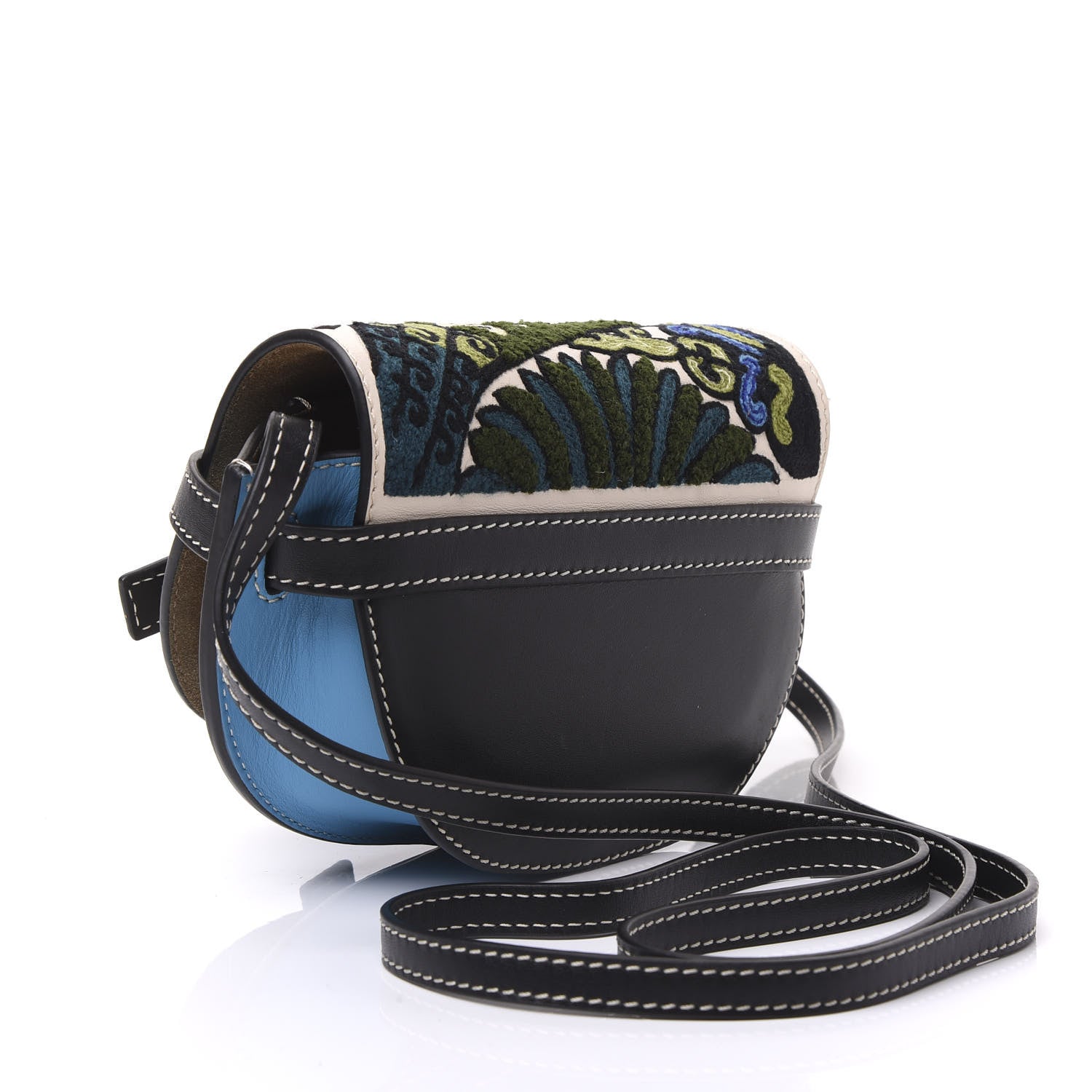 Loewe Grained Calfskin Floral Mini Gate Crossbody Bag Peacock Blue 2 of 12