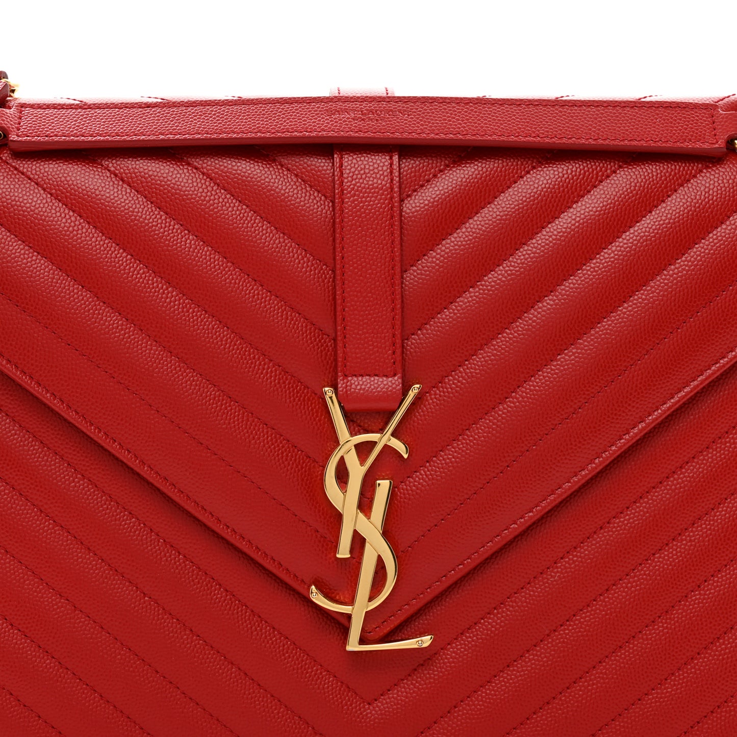 Grain De Poudre Matelasse Chevron Large Monogram Satchel Lipstick Red