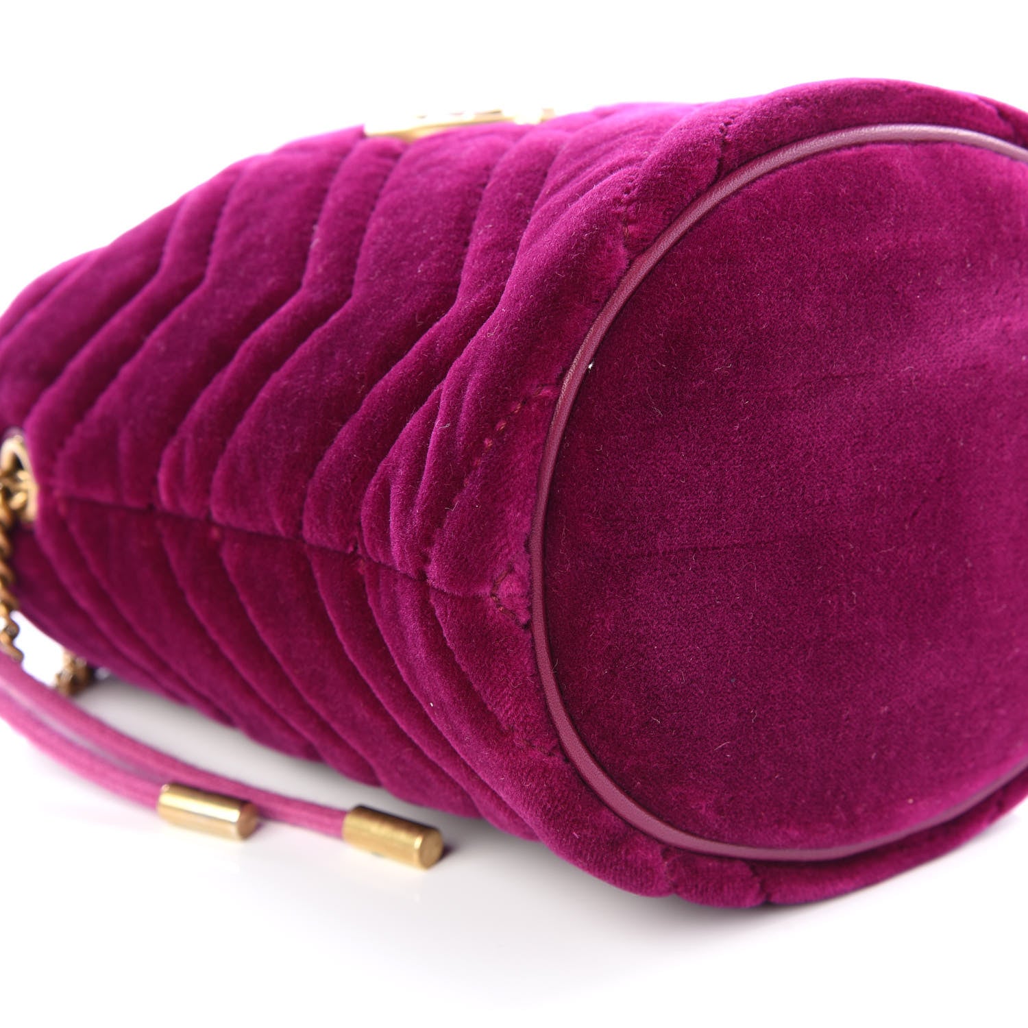 Gucci Velvet Matelasse Mini GG Marmont 2.0 Bucket Bag Fuchsia Violet Cyclamen 5 of 7