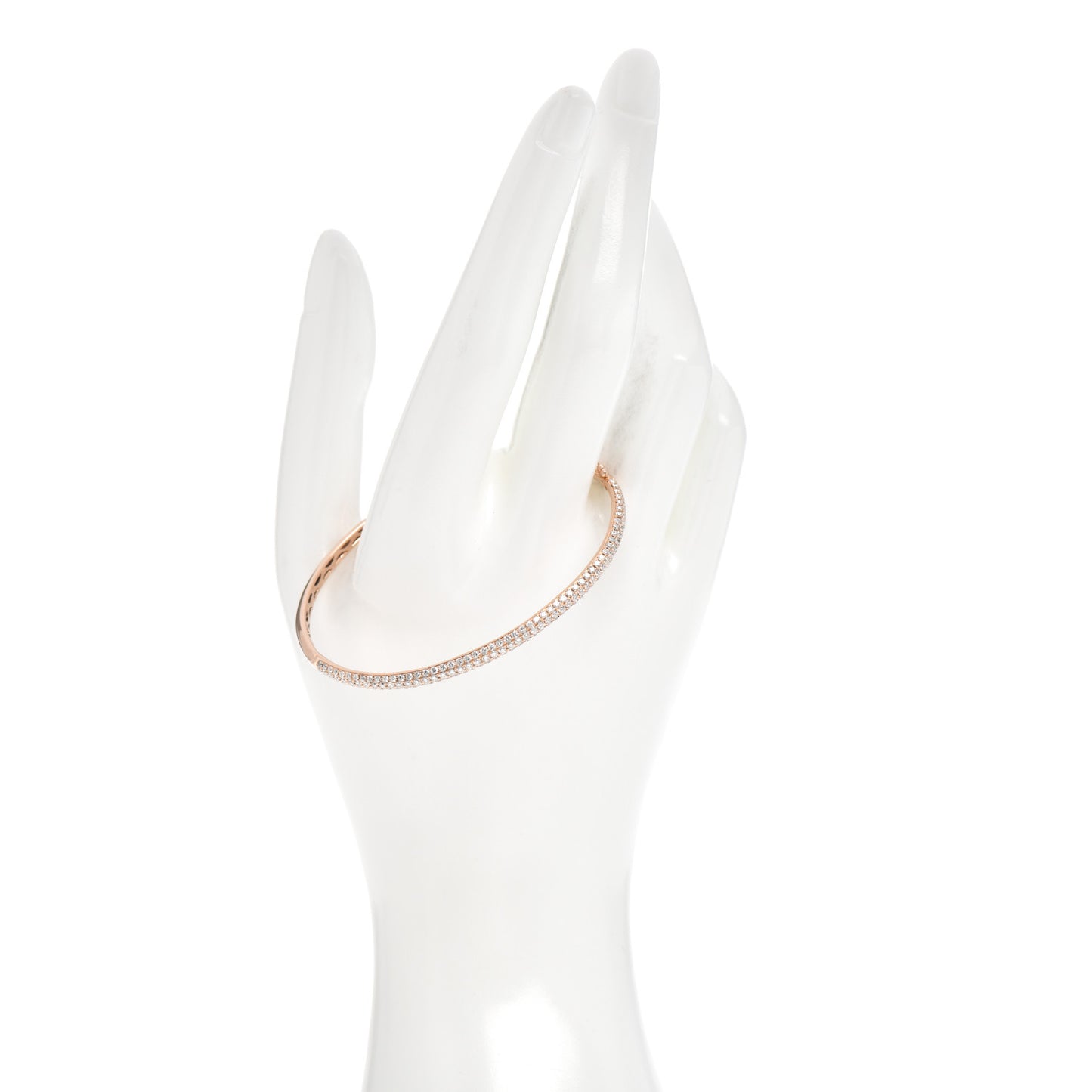 18K Rose Gold Diamond Three-Row Bangle Bracelet