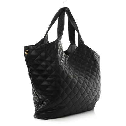 Saint Laurent Lambskin Quilted Maxi Icare Shopping Tote Black 4 of 12