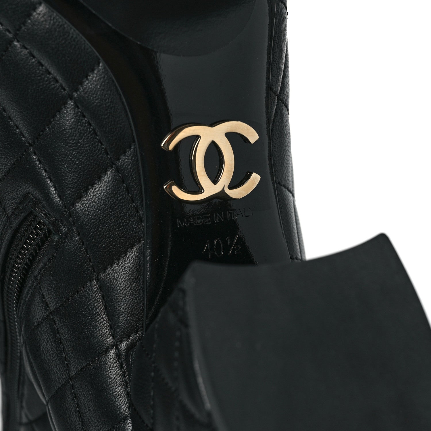 Chanel Lambskin Quilted Patent Cap Toe CC Booties 40.5 Black 6 of 8