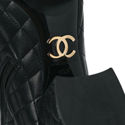 Chanel Lambskin Quilted Patent Cap Toe CC Booties 40.5 Black 6 of 8