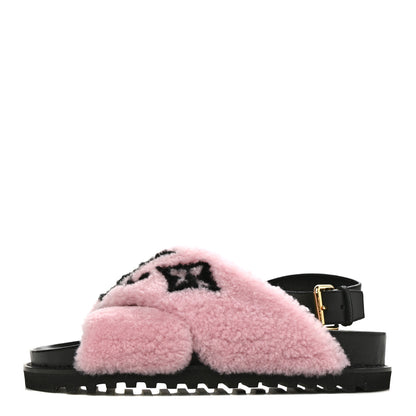 Louis Vuitton Shearling Paseo Sandals 40 Pink 1 of 8