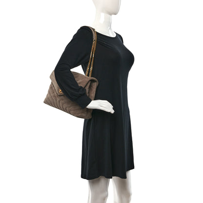 Saint Laurent Suede Y Quilted Monogram Medium Loulou Chain Satchel Taupe 2 of 8