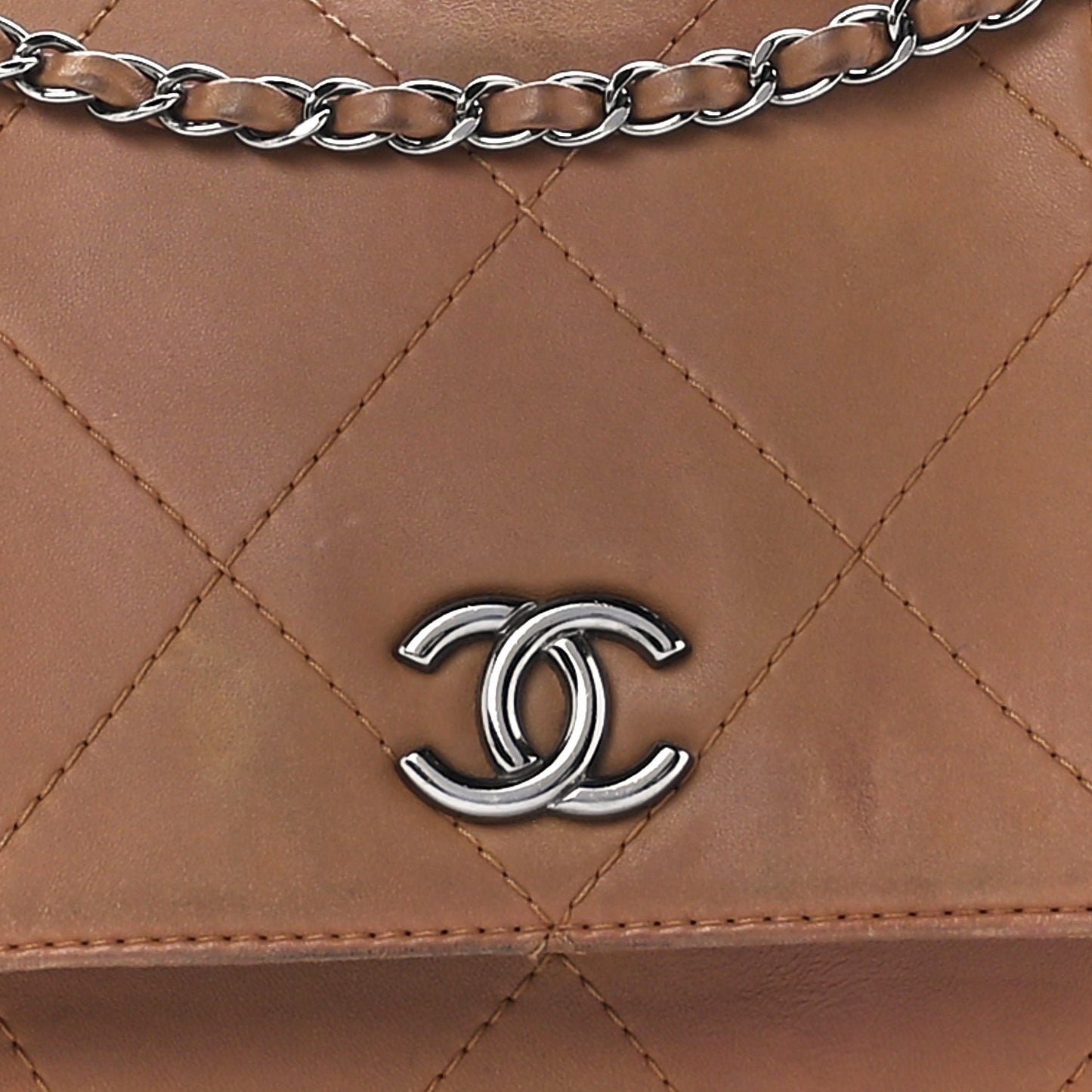 Lambskin Quilted Large Soft Touch Flap Beige