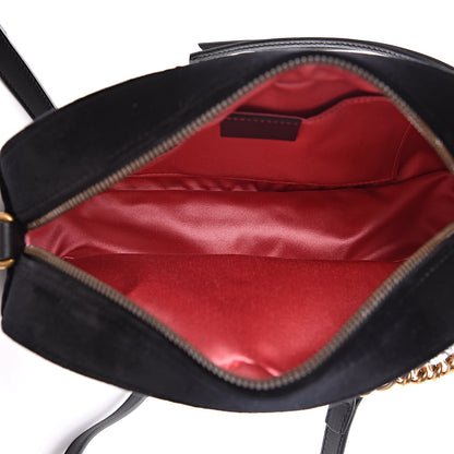 Gucci Velvet Matelasse Crystal Star Embroidered Small GG Marmont Chain Shoulder Bag Black 5 of 9