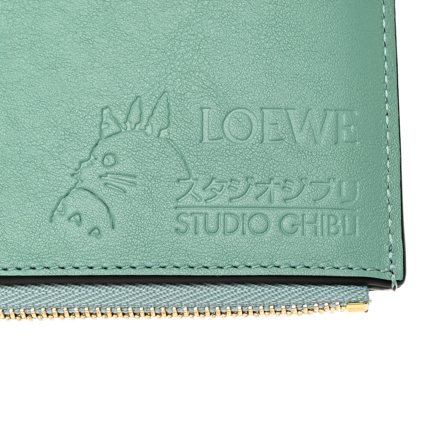 X SPIRITED AWAY Calfskin Susuwatari Small Vertical Wallet Havane Fresh Mint